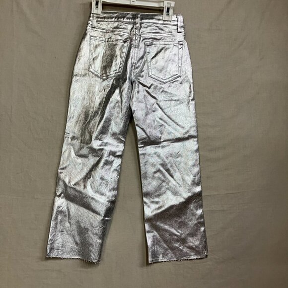 Art Class Girls' Silver High-Rise Baggy Metallic Denim Jeans Pants Button Fly - Picture 7 of 16